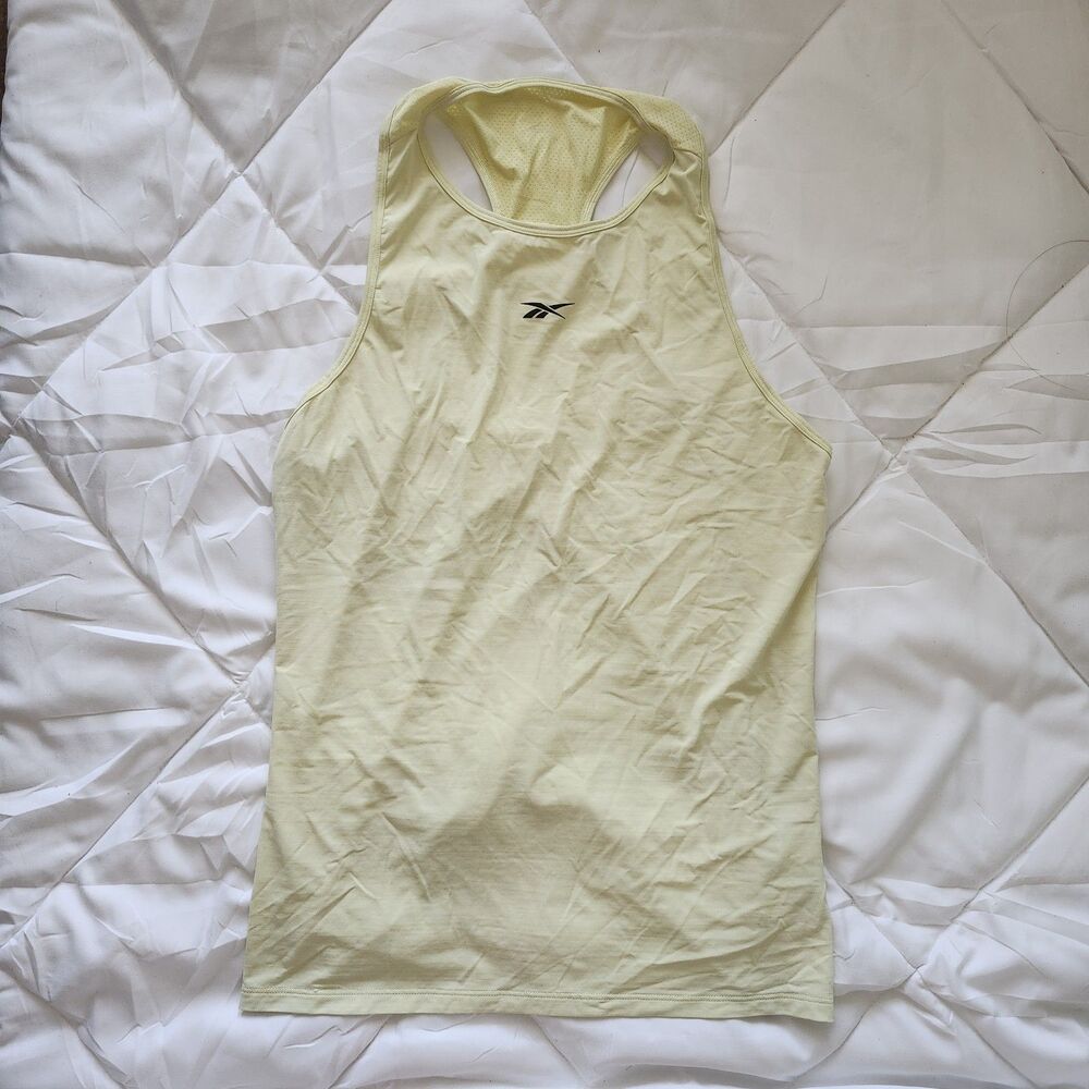 Reebok Yellow Mesh Breathable Racerback Scoop Neck Tank Top Women's S